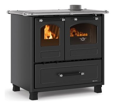 501643 Nordica FAMILY 4,5 Cuisson au bois à air chaud à convection naturelle 7,5 kw noir anthracite - revêtement acier porcelaine
