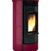 525203 Caminetti Montegrappa LH11V Evoca Xw Poêle à bois à air chaud ventilé 11 kw - revêtement majolique bordeaux brillant