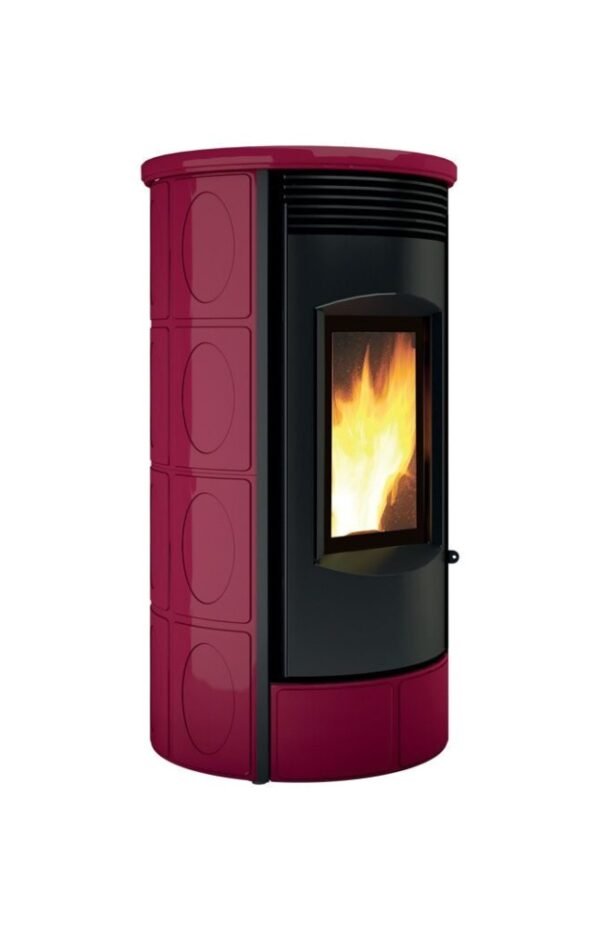 525203 Caminetti Montegrappa LH11V Evoca Xw Poêle à bois à air chaud ventilé 11 kw - revêtement majolique bordeaux brillant