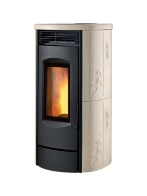 525207 Caminetti Montegrappa LH11V Alpina Xw Poêle à bois à air chaud ventilé 11 kw - revêtement en majolique crème