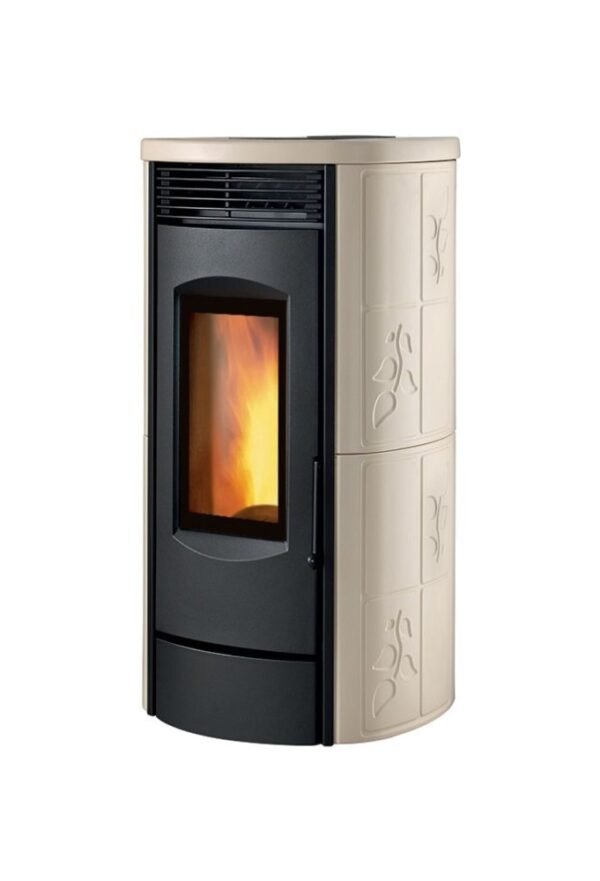 525207 Caminetti Montegrappa LH11V Alpina Xw Poêle à bois à air chaud ventilé 11 kw - revêtement en majolique crème