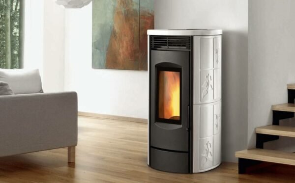 525210-1 Caminetti Montegrappa LH11V Alpina Xw Poêle à bois à air chaud ventilé 11 kw - revêtement majolique blanc brillant