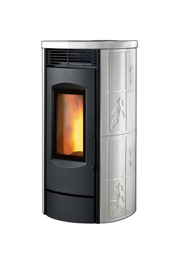 525210 Caminetti Montegrappa LH11V Alpina Xw Poêle à bois à air chaud ventilé 11 kw - revêtement majolique blanc brillant