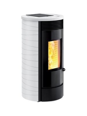 525511 Caminetti Montegrappa NPS7 EVO Gassa Evo Poêle à granulés à air chaud avec ventilation smart 7 kw - revêtement en majolique blanc mat